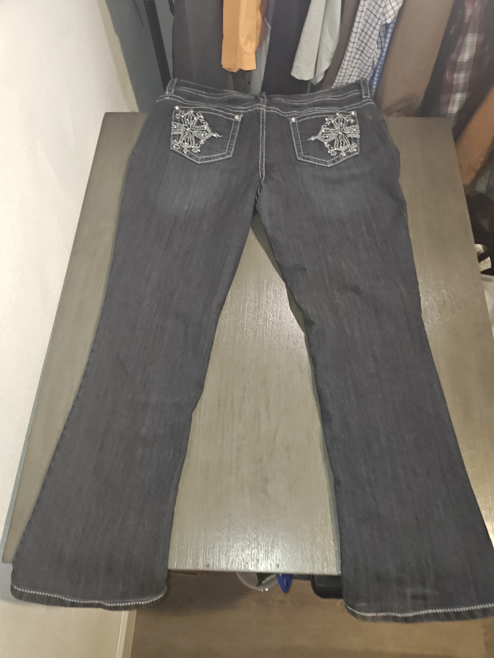 Suko Jeans Woman Dark Distressed,Embroidery,Bootcut,Size 14 - Picture 11 of 12